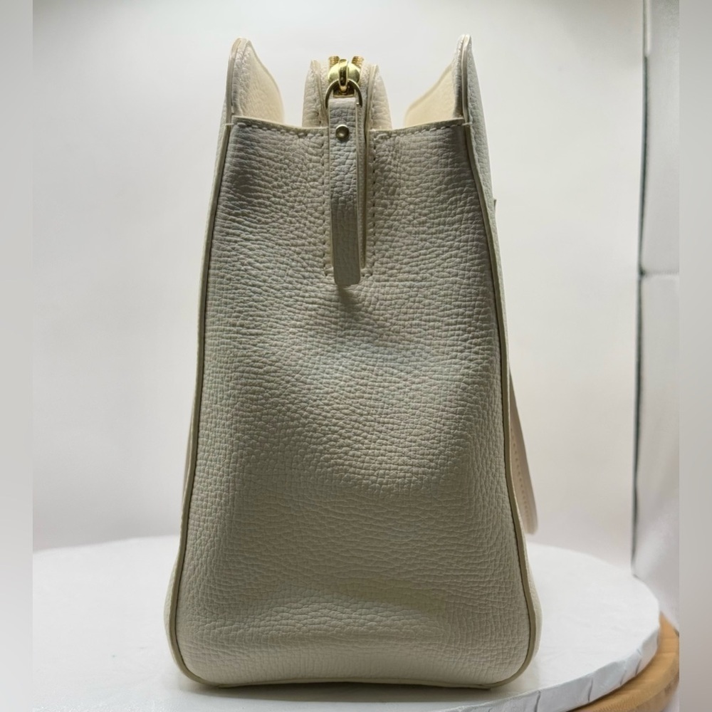 Kate Spade White & Beige Henderson Street Leather Satchel Shoulder Bag with Bow - Picture 4 of 12